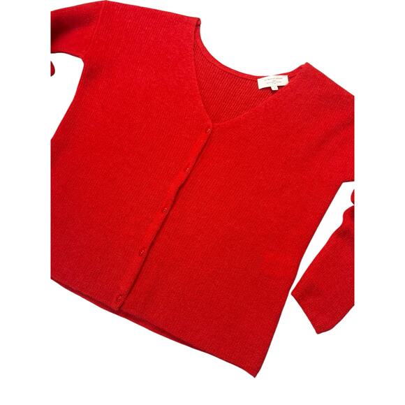 Sezane Barry Cardigan Red Super Kid Mohair Small Quiet Luxury Alpaca Sweater - Picture 3 of 11